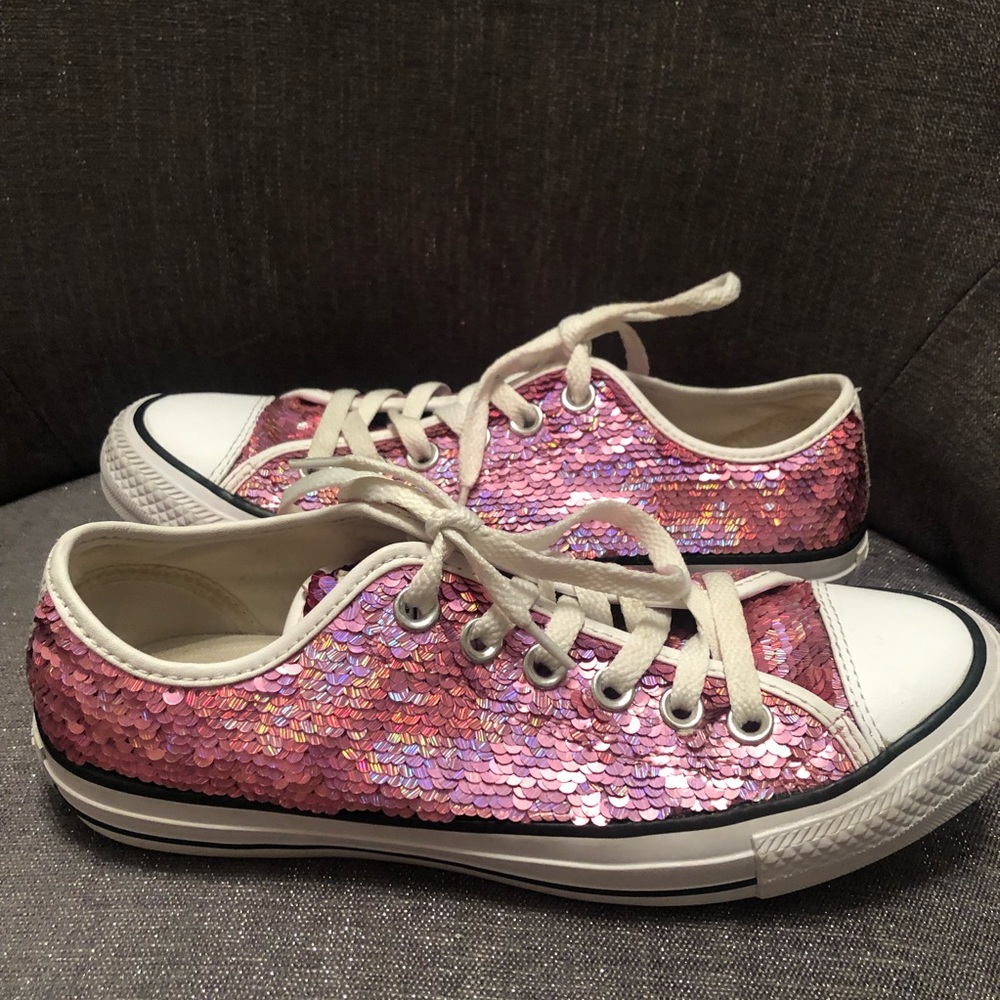 RARE Converse Pink Mermaid Rainbow Sequin Sneakers